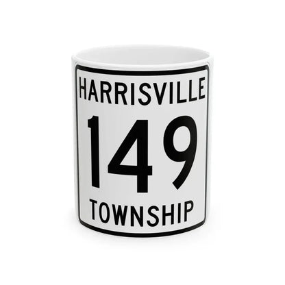 Harrisville Township Route 149 Medina County Ohio (Ohio) (Road Sign) White Coffee Mug 11oz - Go Mug Yourself