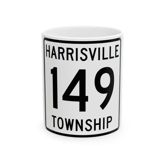 Harrisville Township Route 149 Medina County Ohio (Ohio) (Road Sign) White Coffee Mug 11oz - Go Mug Yourself