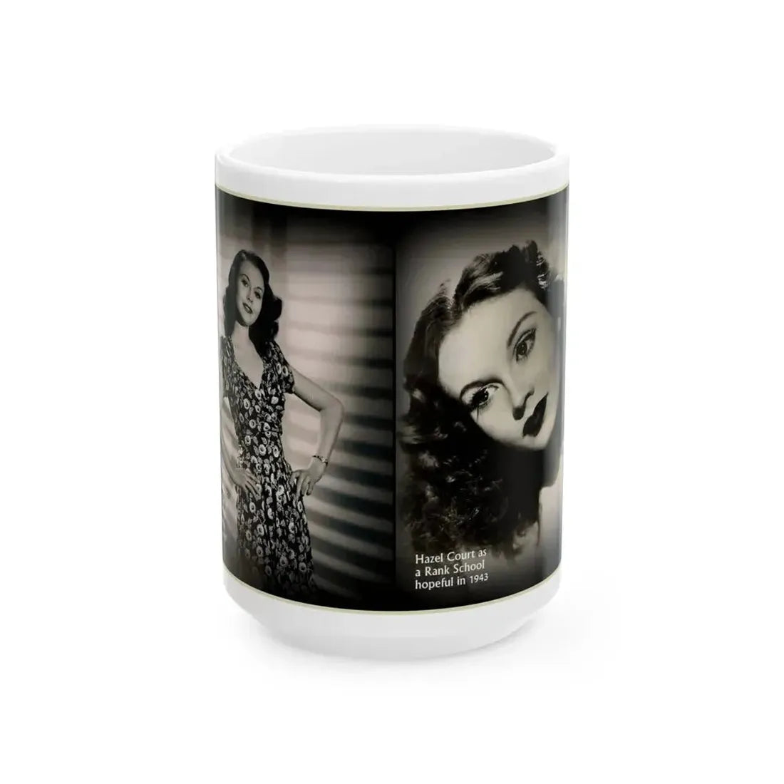Hazel Court #09 (Vintage Female Icon) White Coffee Mug 15oz - Go Mug Yourself