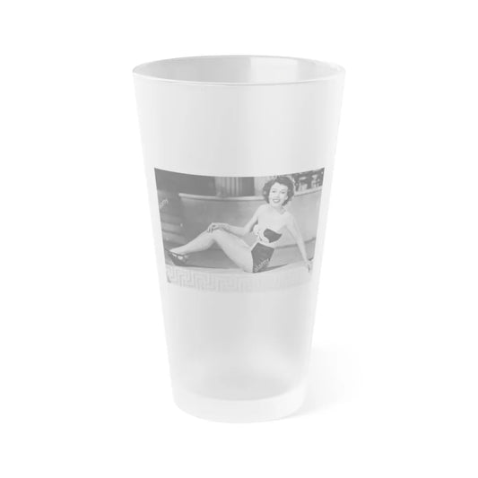 Hazel Court #109 (Vintage Female Icon) Frosted Pint Glass 16oz-16oz-Frosted-Go Mug Yourself