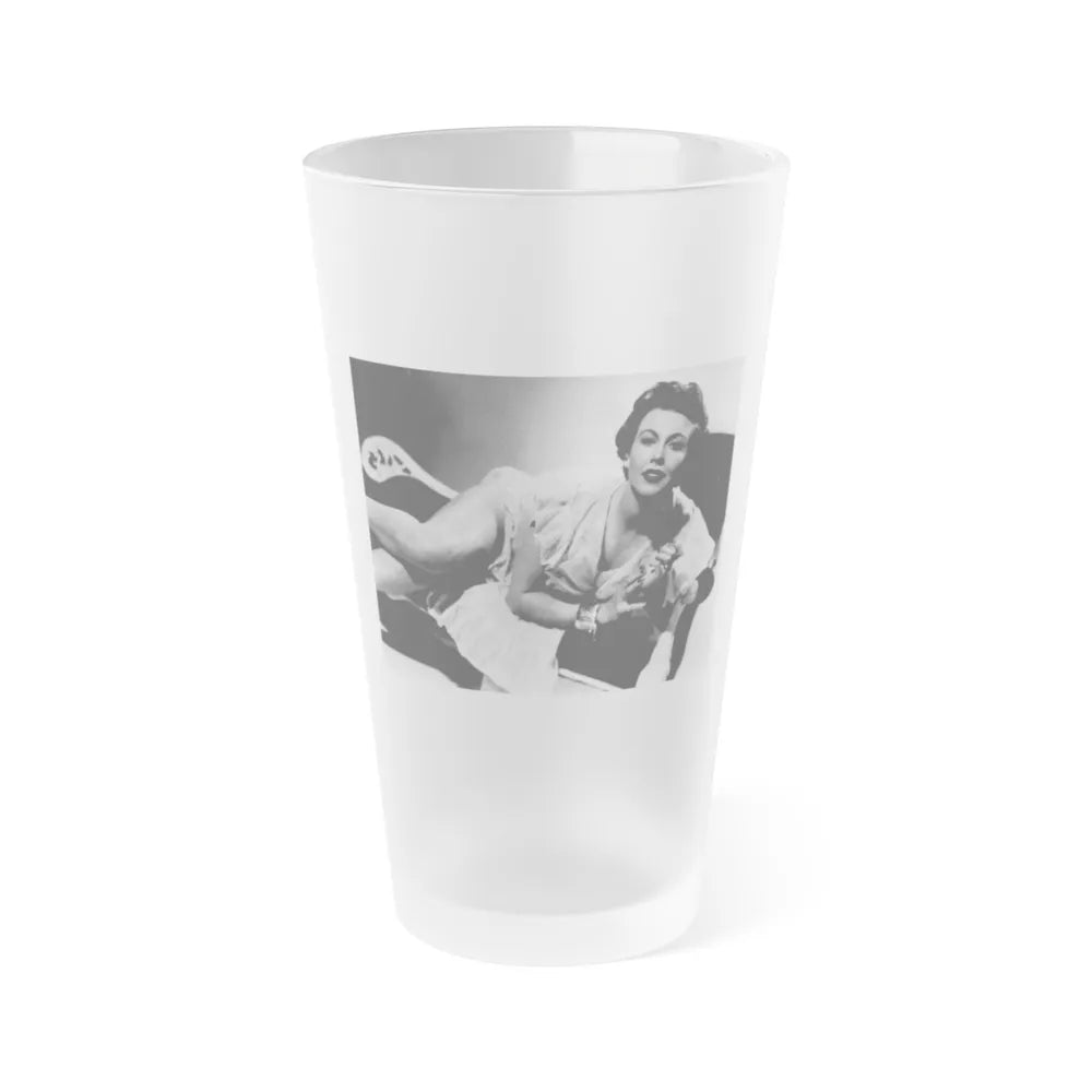 Hazel Court #111 (Vintage Female Icon) Frosted Pint Glass 16oz-16oz-Frosted-Go Mug Yourself