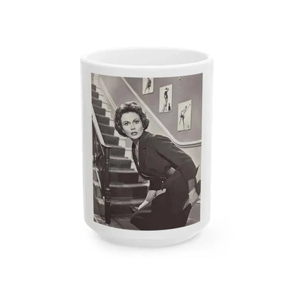 Hazel Court #19 (Vintage Female Icon) White Coffee Mug 15oz - Go Mug Yourself