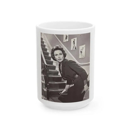 Hazel Court #19 (Vintage Female Icon) White Coffee Mug 15oz - Go Mug Yourself
