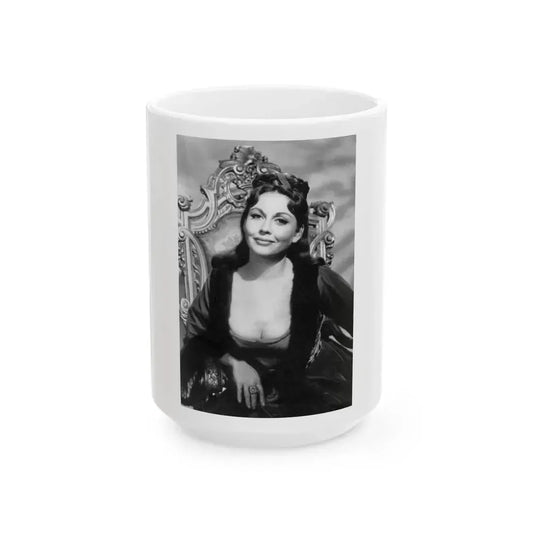 Hazel Court #21 (Vintage Female Icon) White Coffee Mug 15oz - Go Mug Yourself