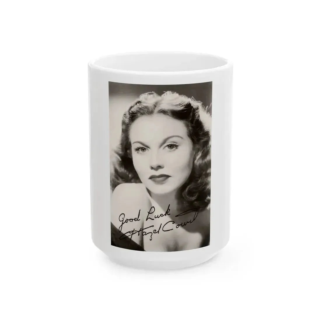 Hazel Court #22 (Vintage Female Icon) White Coffee Mug 15oz - Go Mug Yourself