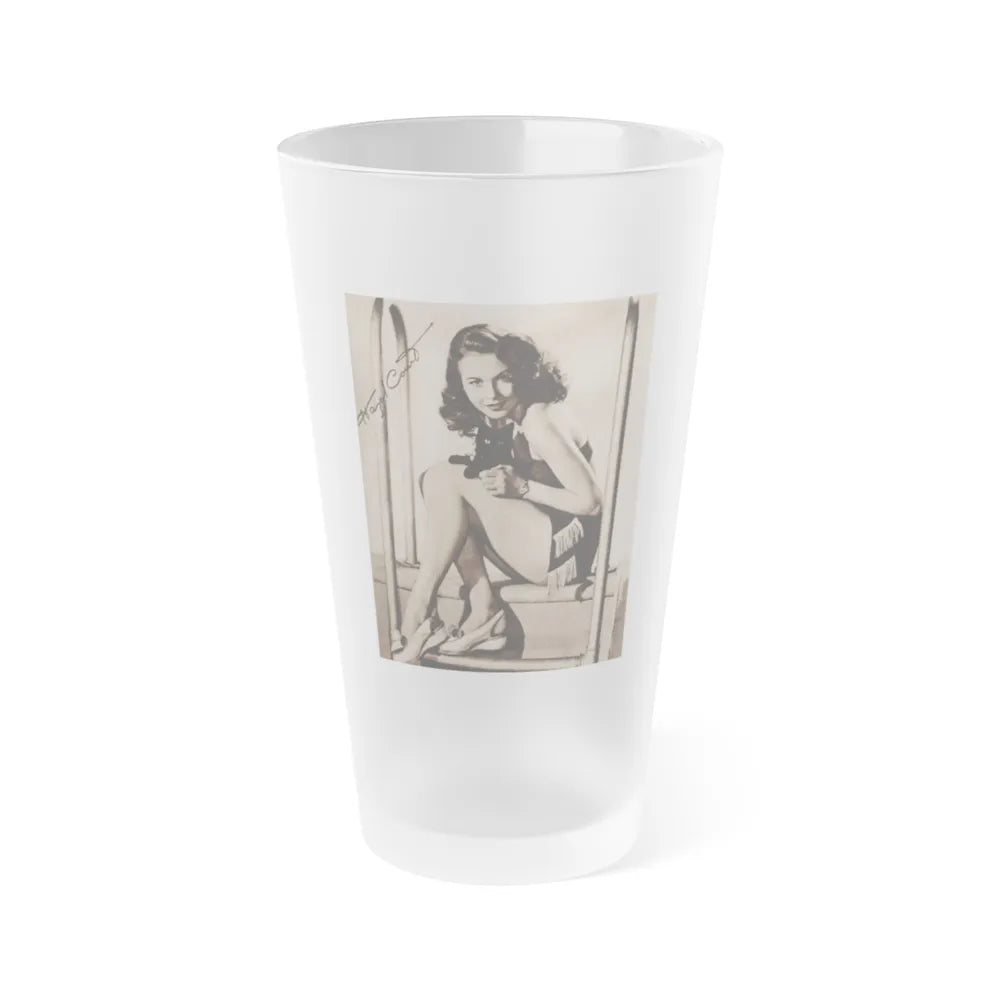 Hazel Court #24 (Vintage Female Icon) Frosted Pint Glass 16oz-16oz-Frosted-Go Mug Yourself