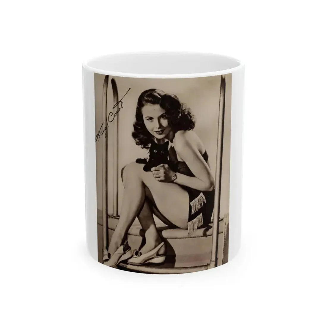 Hazel Court #24 (Vintage Female Icon) White Coffee Mug 11oz - Go Mug Yourself