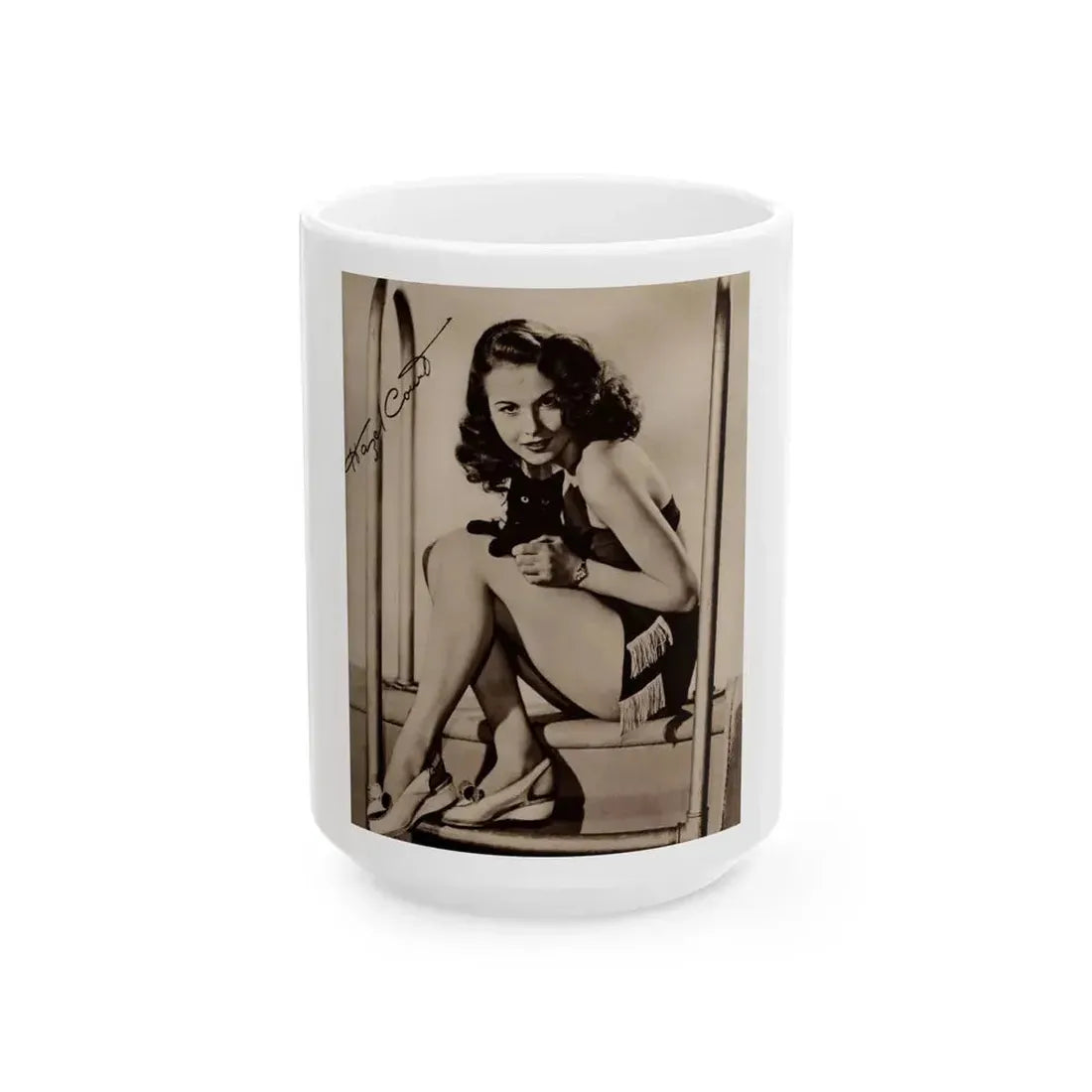 Hazel Court #24 (Vintage Female Icon) White Coffee Mug 15oz - Go Mug Yourself