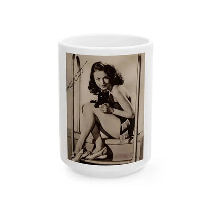 Hazel Court #24 (Vintage Female Icon) White Coffee Mug 15oz - Go Mug Yourself