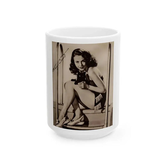 Hazel Court #24 (Vintage Female Icon) White Coffee Mug 15oz - Go Mug Yourself