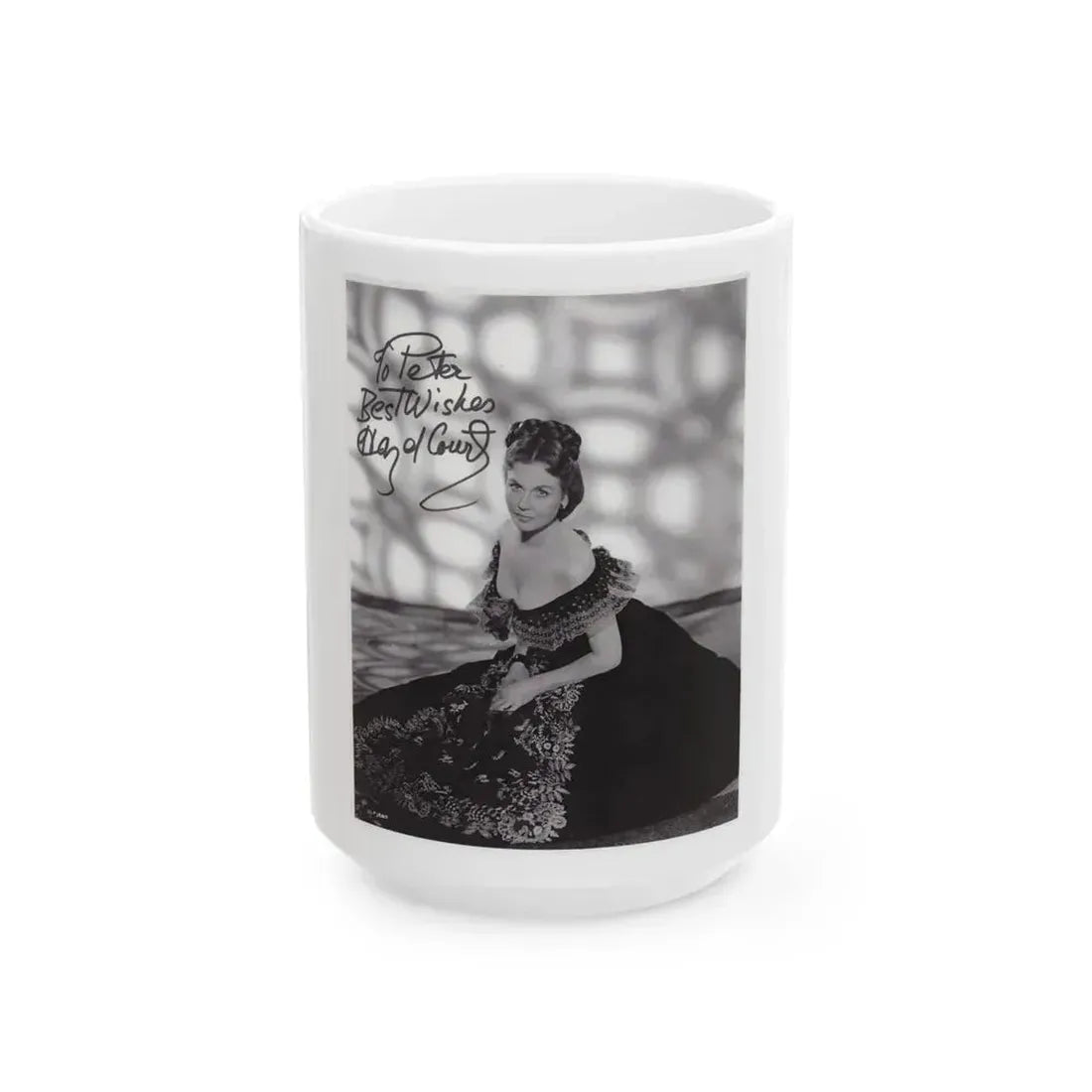 Hazel Court #58 (Vintage Female Icon) White Coffee Mug 15oz - Go Mug Yourself