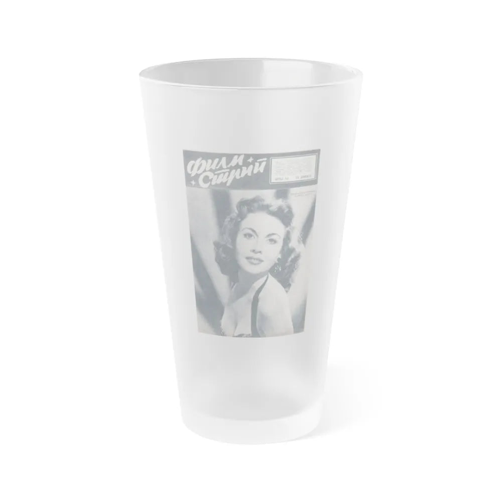 Hazel Court #72 - B&W Magazine Cover (Vintage Female Icon) Frosted Pint Glass 16oz-16oz-Frosted-Go Mug Yourself