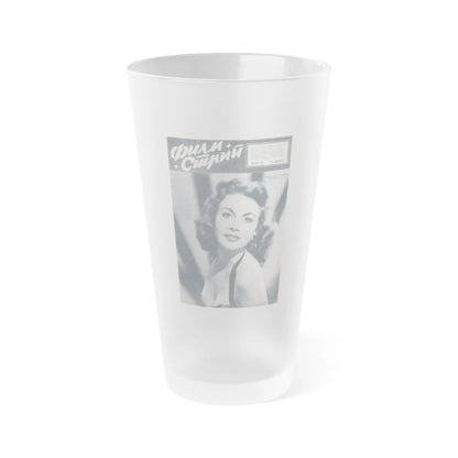 Hazel Court #72 - B&W Magazine Cover (Vintage Female Icon) Frosted Pint Glass 16oz-16oz-Frosted-Go Mug Yourself