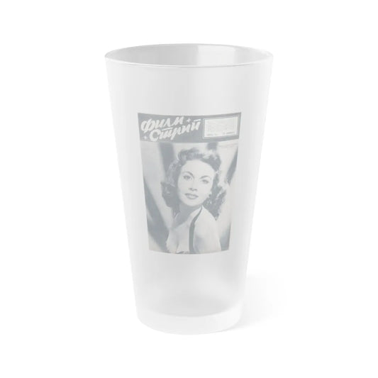 Hazel Court #72 - B&W Magazine Cover (Vintage Female Icon) Frosted Pint Glass 16oz-16oz-Frosted-Go Mug Yourself