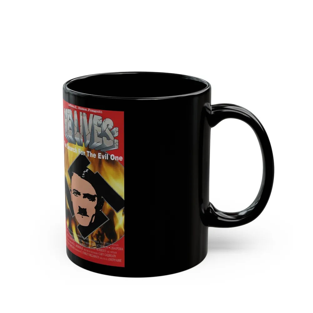 HE LIVES THE SEARCH FOR THE EVIL ONE (VHS COVER) - Black Coffee Mug-Go Mug Yourself