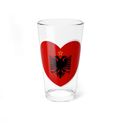 Heart Flag of Albania 1946-1992 - Pint Glass 16oz-16oz-Go Mug Yourself