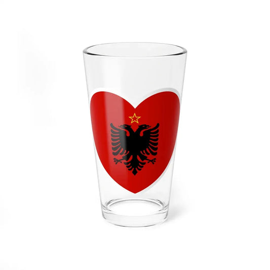 Heart Flag of Albania 1946-1992 - Pint Glass 16oz 16oz - Go Mug Yourself