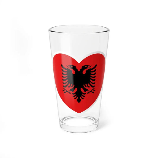Heart Flag of Albania 1992-2002 - Pint Glass 16oz 16oz - Go Mug Yourself