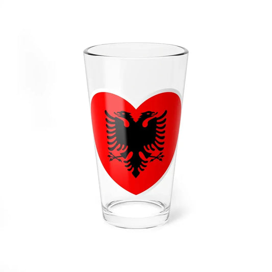 Heart Flag of Albania - Pint Glass 16oz 16oz - Go Mug Yourself
