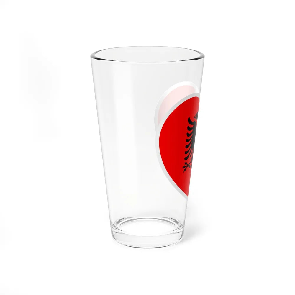 Heart Flag of Albania - Pint Glass 16oz-Go Mug Yourself