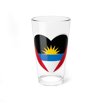 Heart Flag of Antigua and Barbuda - Pint Glass 16oz-16oz-Go Mug Yourself