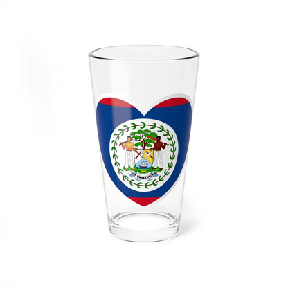 Heart Flag of Belize 1981-2019 - Pint Glass 16oz-16oz-Go Mug Yourself