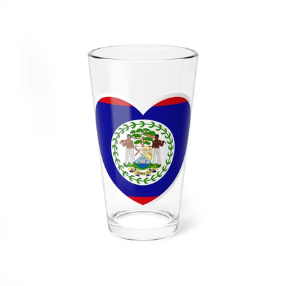 Heart Flag of Belize - Pint Glass 16oz 16oz - Go Mug Yourself