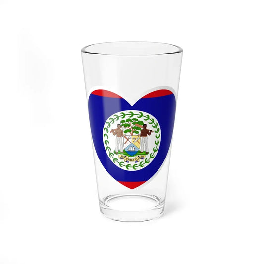 Heart Flag of Belize - Pint Glass 16oz 16oz - Go Mug Yourself