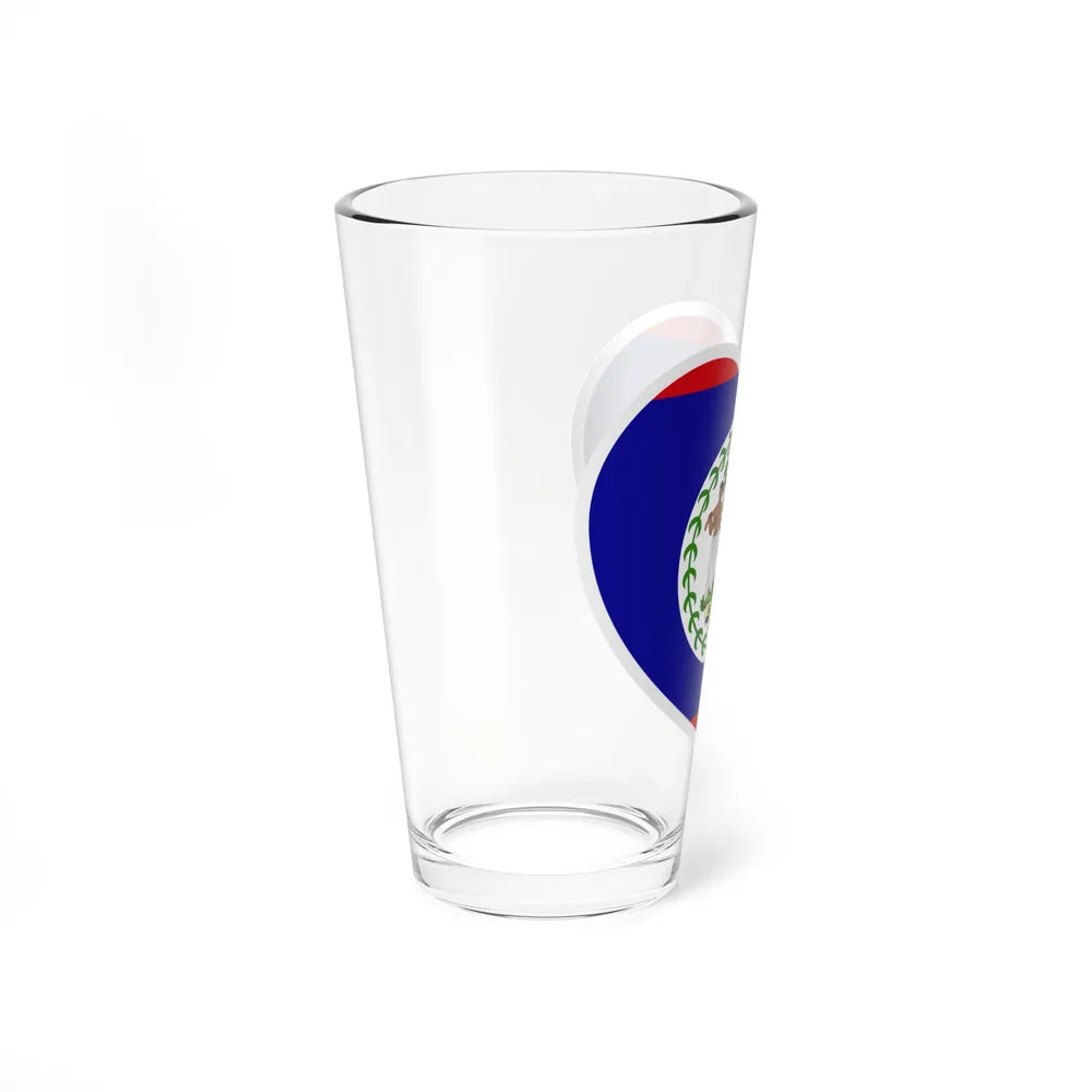 Heart Flag of Belize - Pint Glass 16oz-Go Mug Yourself