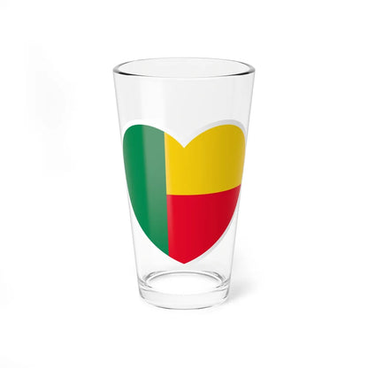 Heart Flag of Benin - Pint Glass 16oz-16oz-Go Mug Yourself