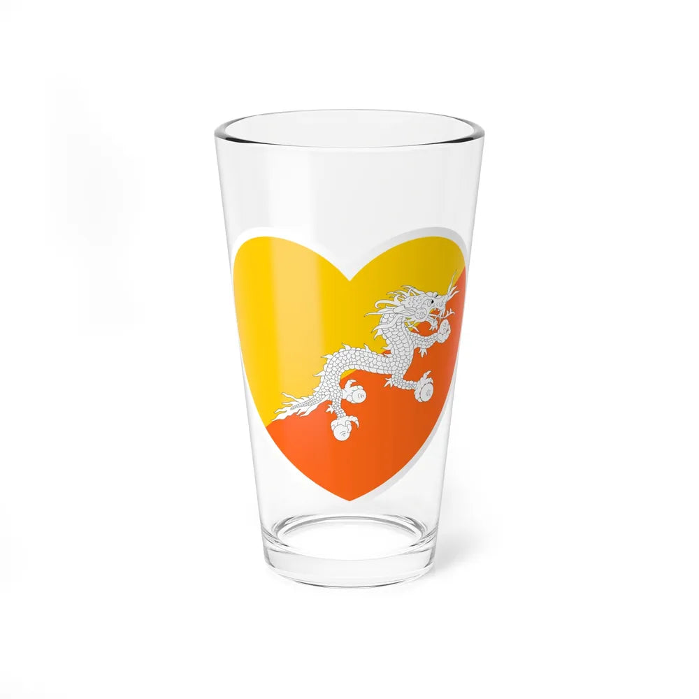 Heart Flag of Bhutan - Pint Glass 16oz-16oz-Go Mug Yourself