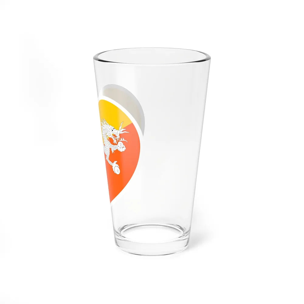 Heart Flag of Bhutan - Pint Glass 16oz-Go Mug Yourself