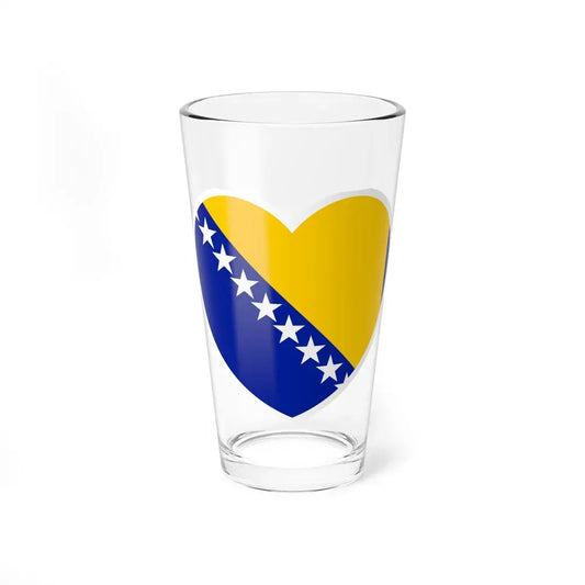 Heart Flag of Bosnia and Herzegovina - Pint Glass 16oz 16oz - Go Mug Yourself