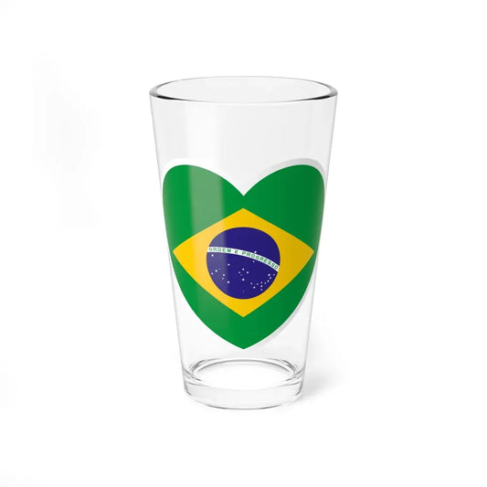 Heart Flag of Brazil - Pint Glass 16oz 16oz - Go Mug Yourself