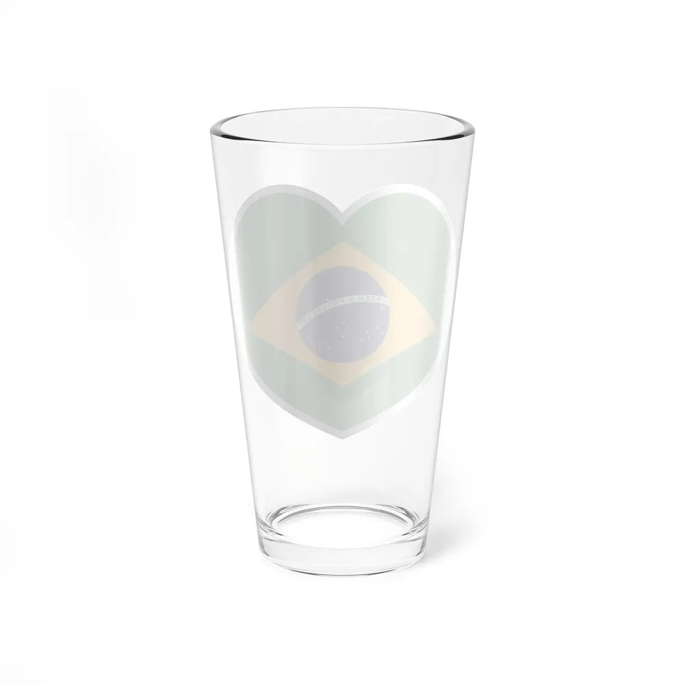 Heart Flag of Brazil - Pint Glass 16oz-Go Mug Yourself