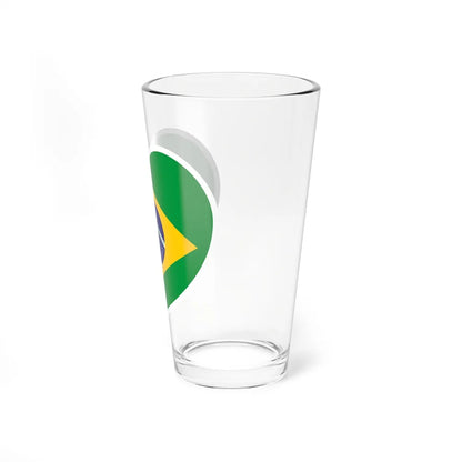 Heart Flag of Brazil - Pint Glass 16oz-Go Mug Yourself