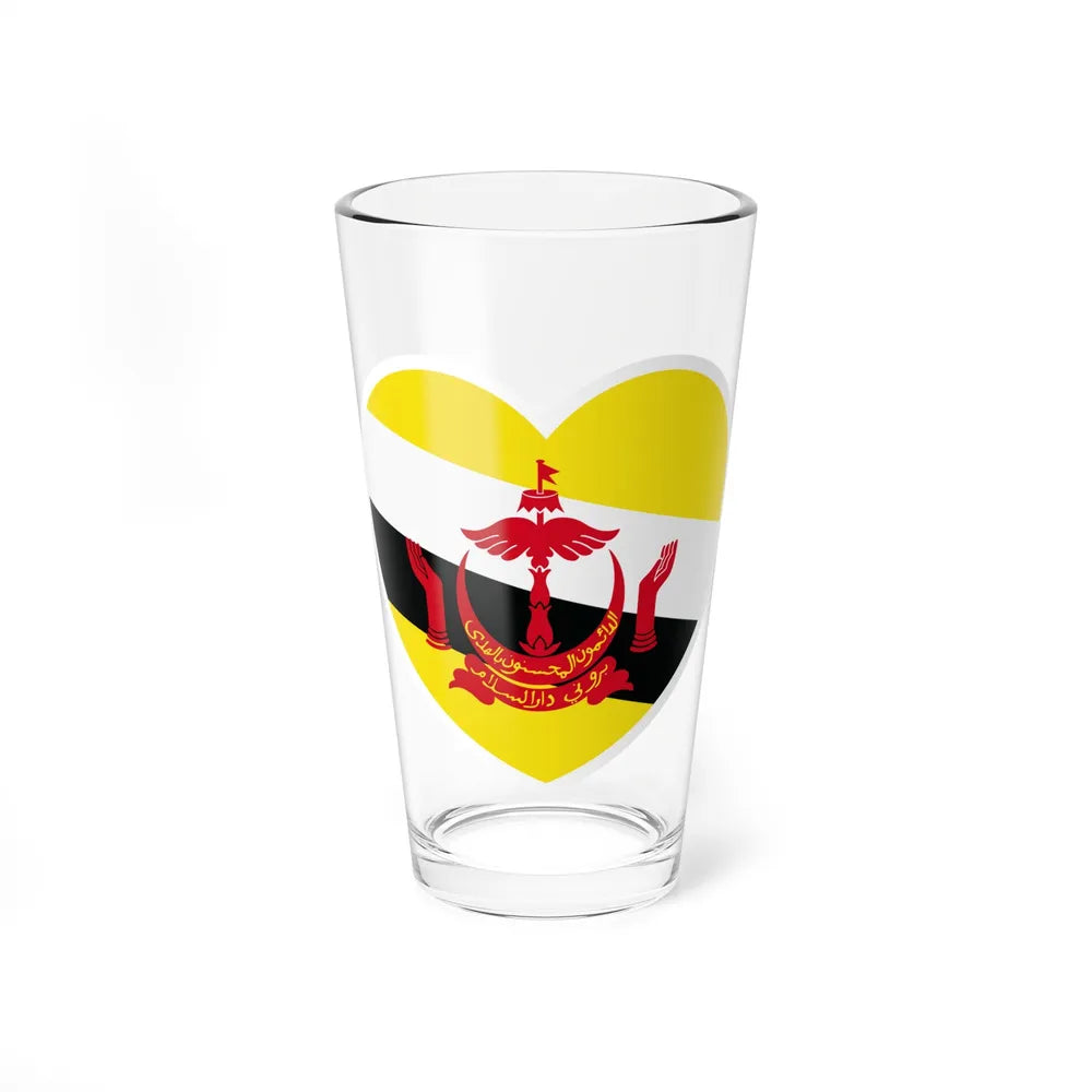 Heart Flag of Brunei - Pint Glass 16oz-16oz-Go Mug Yourself