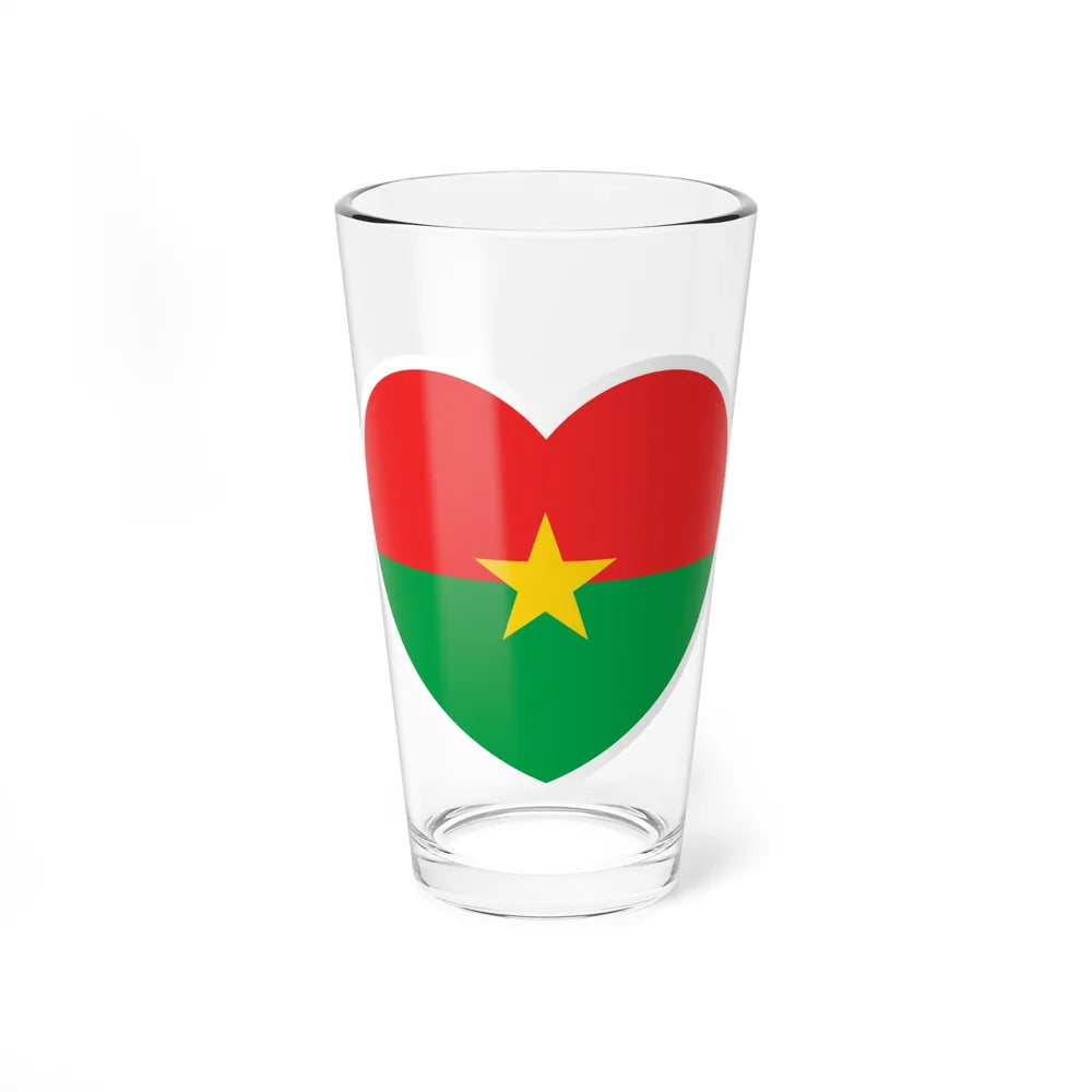 Heart Flag of Burkina Faso - Pint Glass 16oz-16oz-Go Mug Yourself