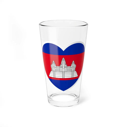 Heart Flag of Cambodia - Pint Glass 16oz 16oz - Go Mug Yourself
