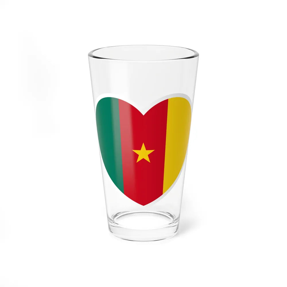 Heart Flag of Cameroon - Pint Glass 16oz-16oz-Go Mug Yourself