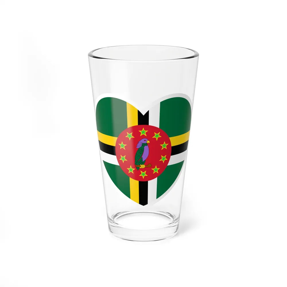 Heart Flag of Dominica 1981-1988 - Pint Glass 16oz-16oz-Go Mug Yourself