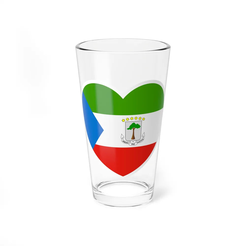 Heart Flag of Equatorial Guinea - Pint Glass 16oz-16oz-Go Mug Yourself