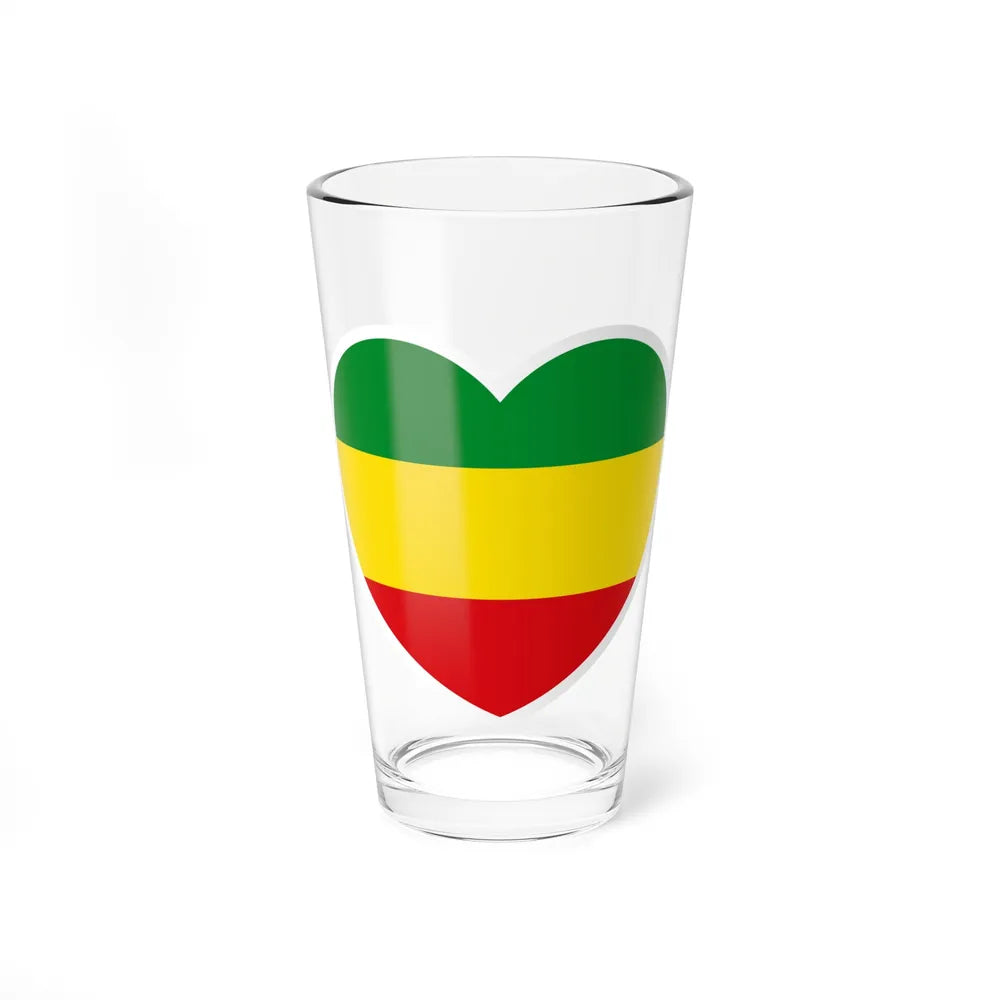 Heart Flag of Ethiopia 1975-1987, 1991-1996 - Pint Glass 16oz-16oz-Go Mug Yourself