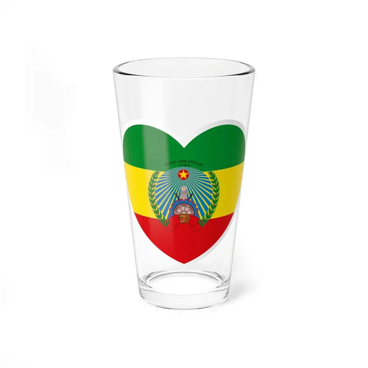 Heart Flag of Ethiopia 1987-1991 - Pint Glass 16oz 16oz - Go Mug Yourself
