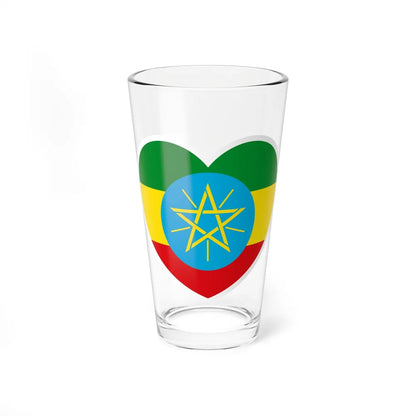 Heart Flag of Ethiopia 1996-2009 - Pint Glass 16oz-16oz-Go Mug Yourself