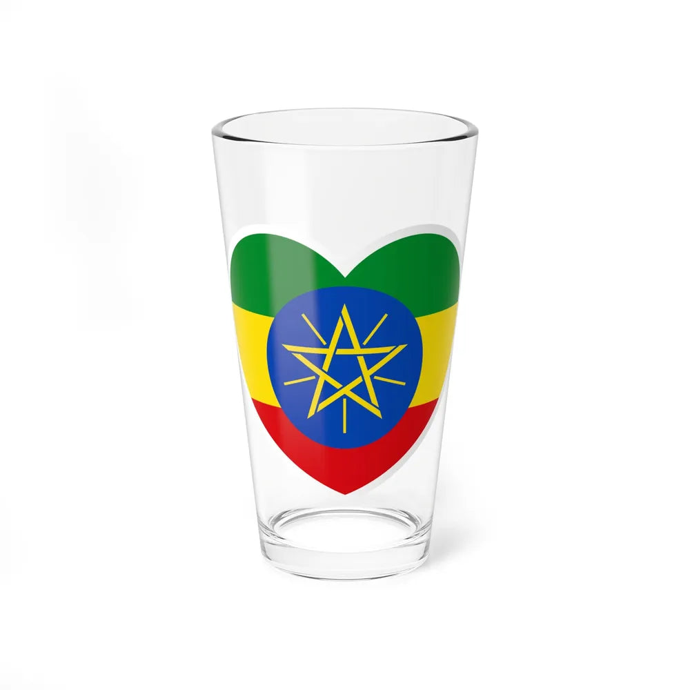 Heart Flag of Ethiopia - Pint Glass 16oz-16oz-Go Mug Yourself