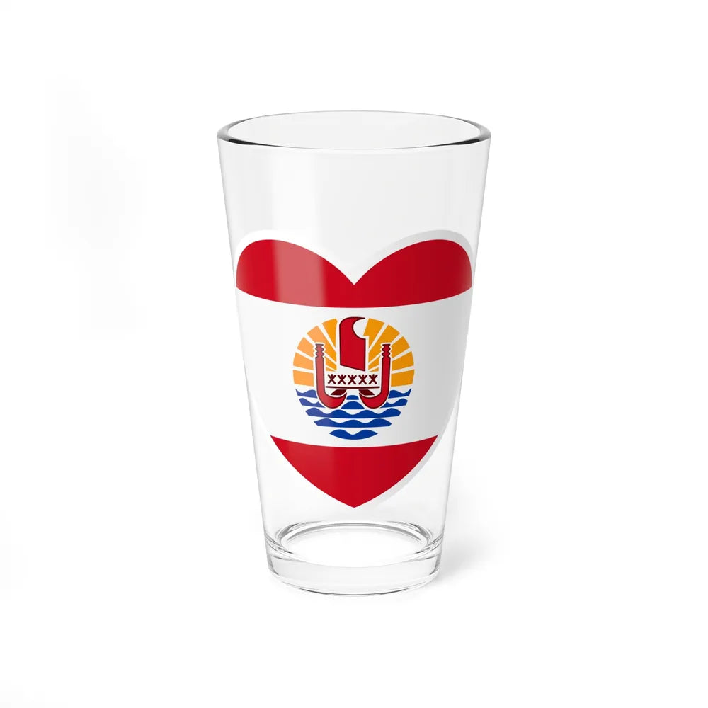 Heart Flag of French Polynesia - Pint Glass 16oz-16oz-Go Mug Yourself