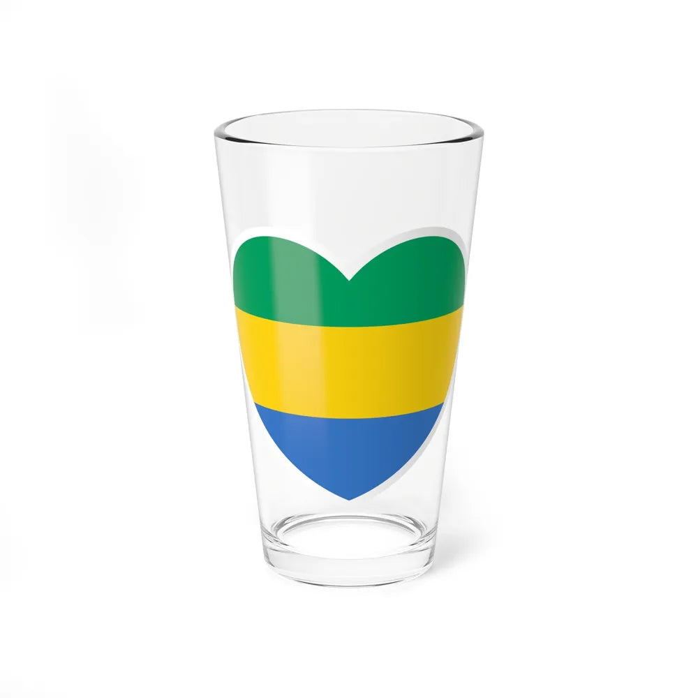 Heart Flag of Gabon - Pint Glass 16oz-16oz-Go Mug Yourself