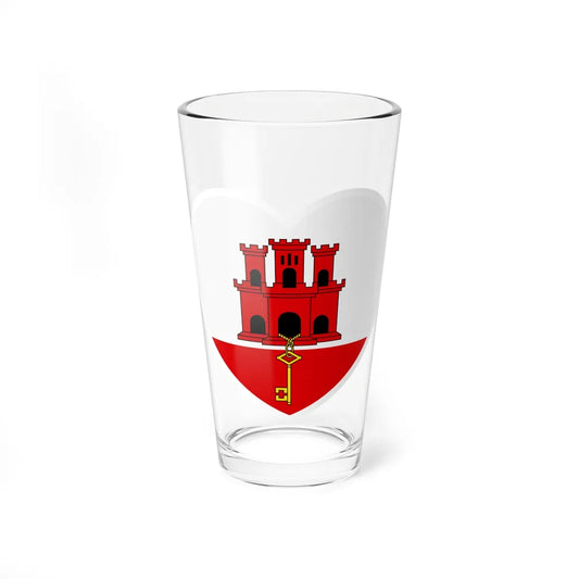 Heart Flag of Gibraltar - Pint Glass 16oz-16oz-Go Mug Yourself