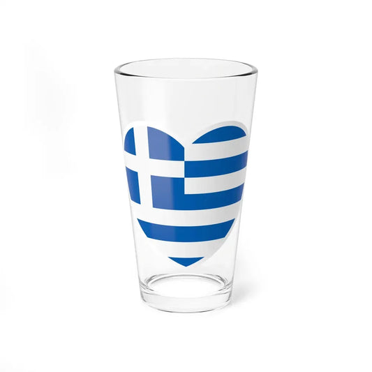 Heart Flag of Greece - Pint Glass 16oz 16oz - Go Mug Yourself